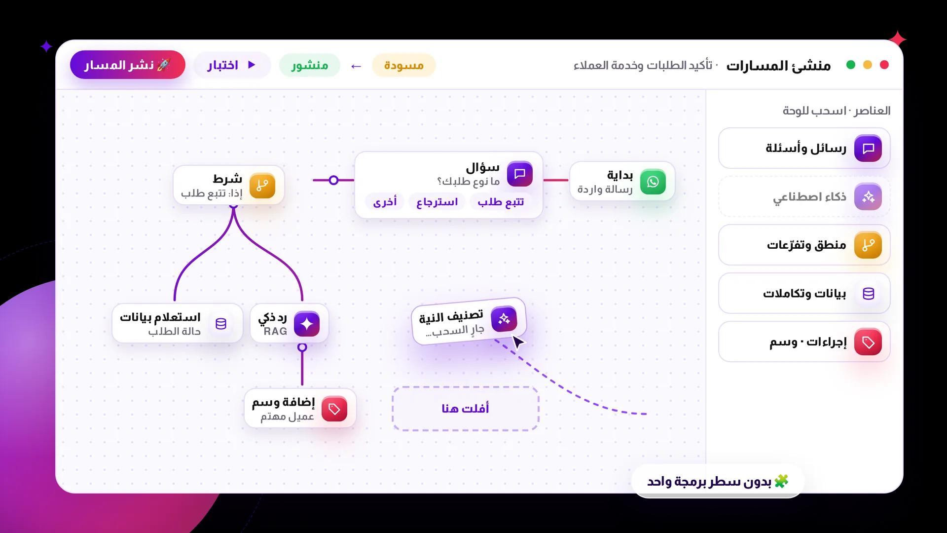 اسحب، اربط، انشر